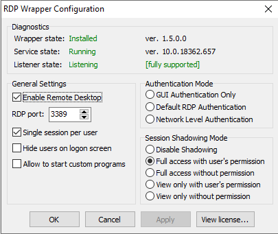 rdp wrapper fully supported